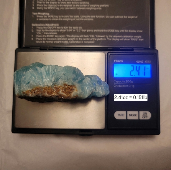 Raw Bright Blue Botryoidal Aragonite Specime Chunk Crystal Rough On A Matrix - Picture 14 of 14